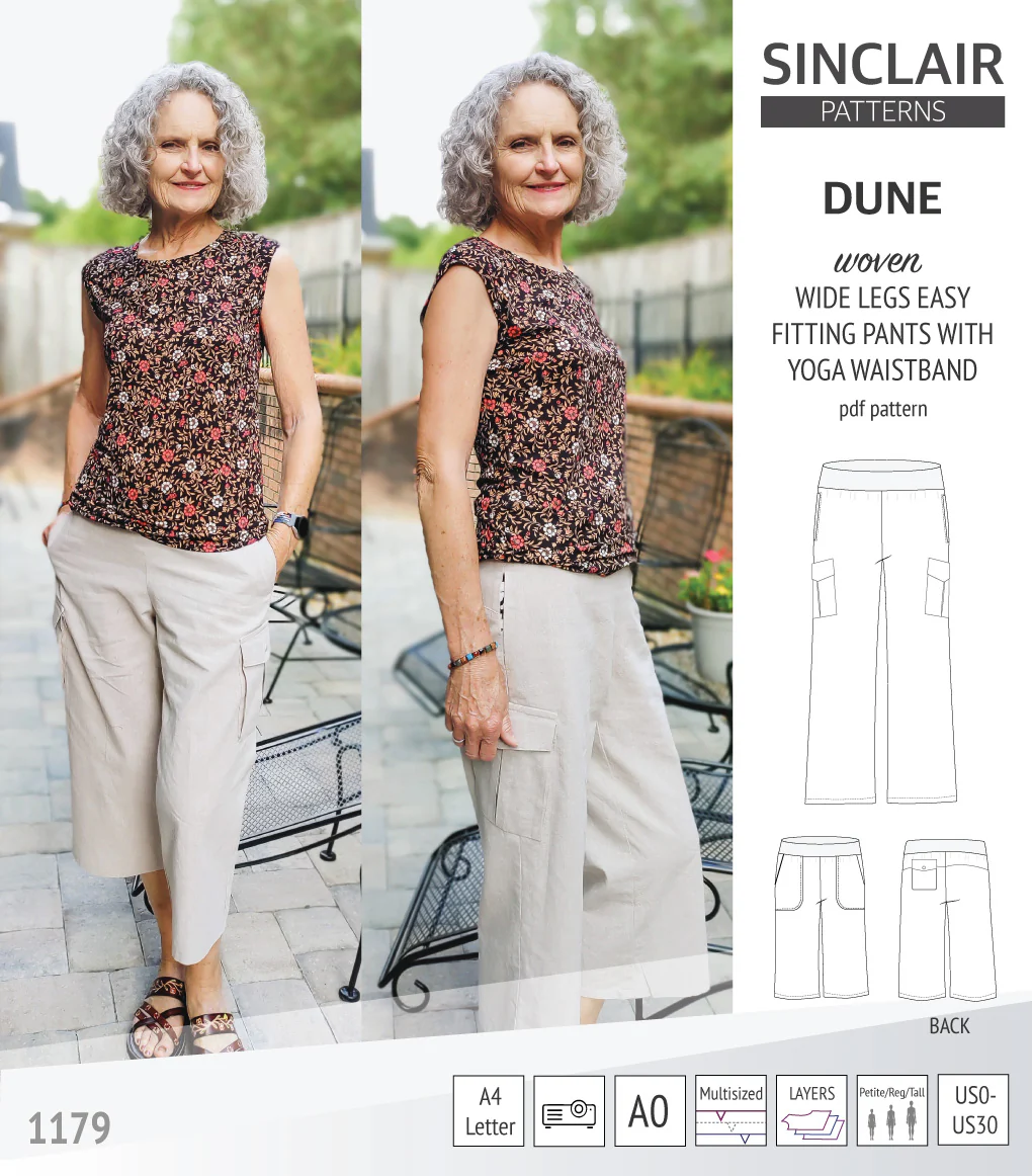 Dune wide leg woven pants with yoga waistband (PDF) - Image 5