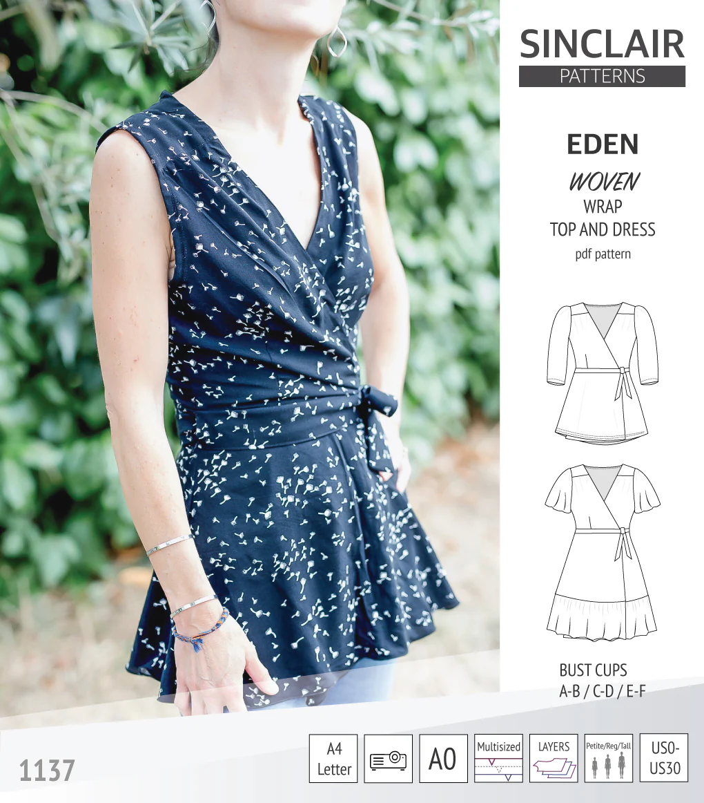Eden true wrap dress and top for woven fabrics (PDF) - Image 35