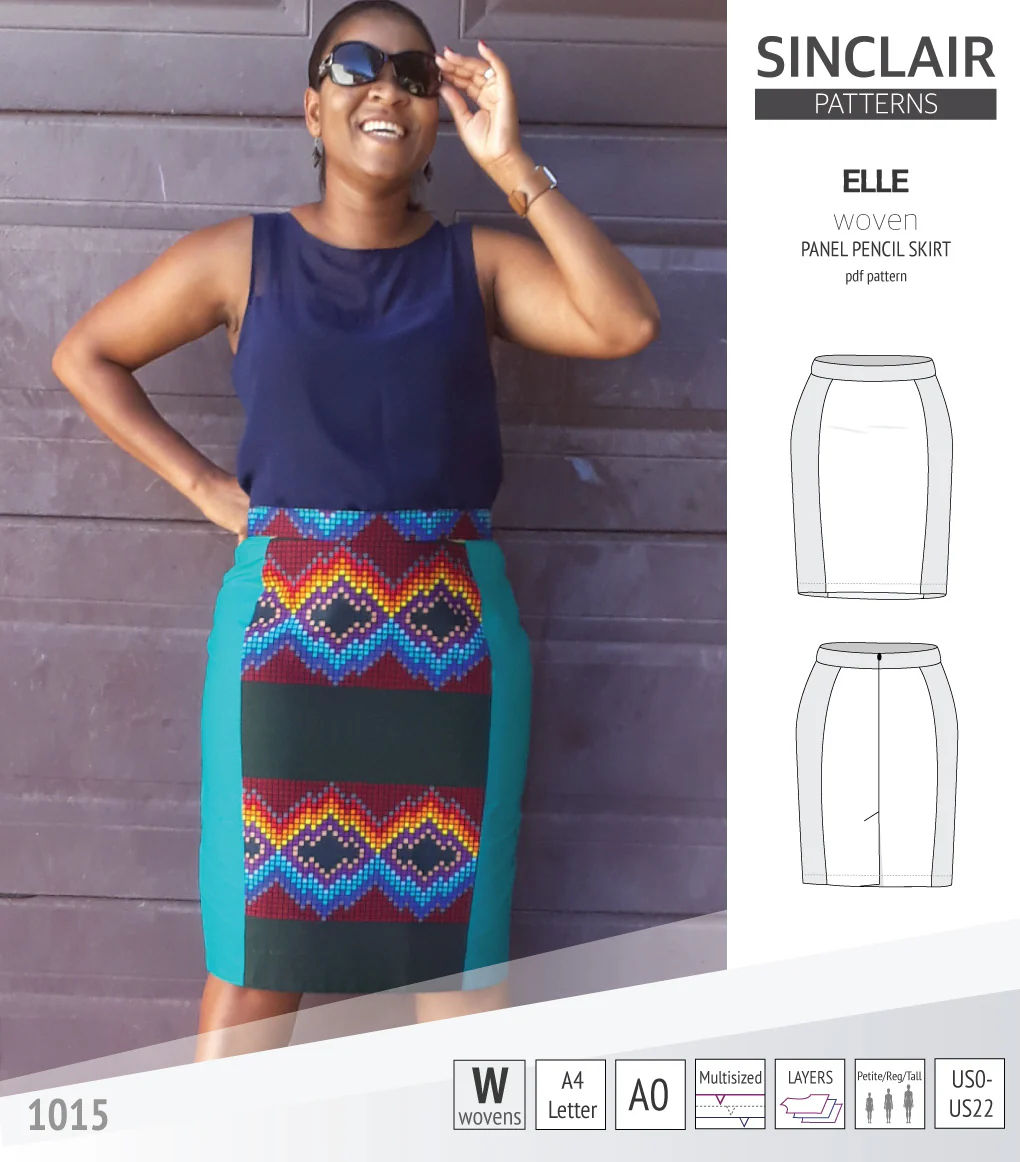 Elle classic woven/knit panel pencil skirt (PDF) - Image 9