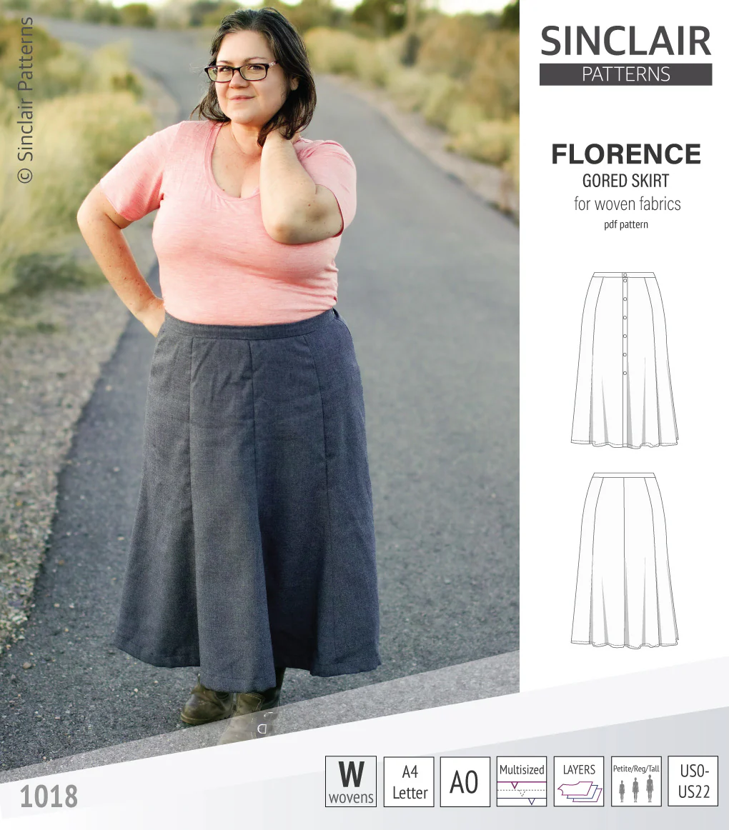 Florence woven gored skirt with buttons/zipper (PDF) - Image 15