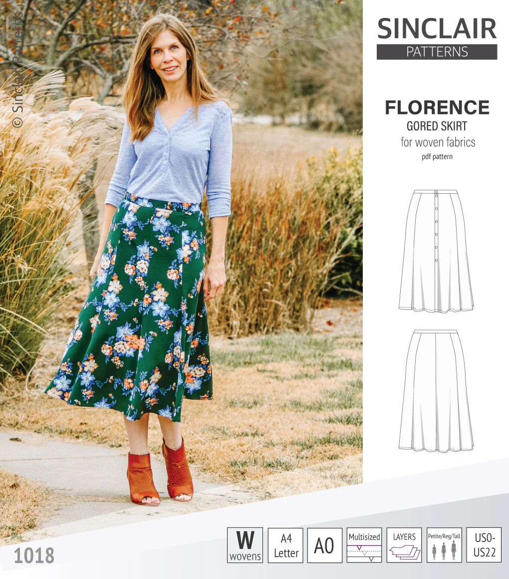 Florence woven gored skirt with buttons/zipper (PDF) - Image 18