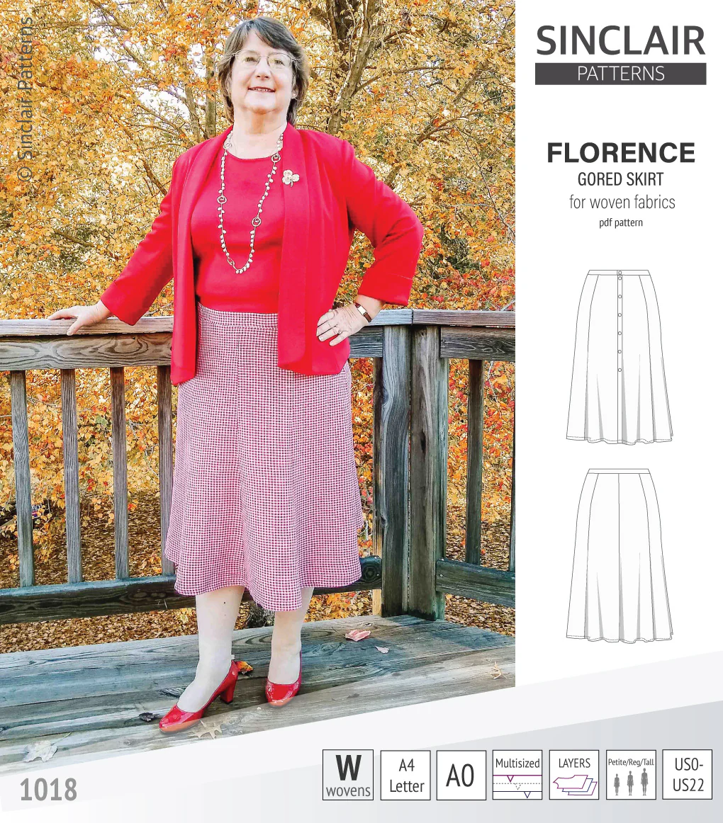 Florence woven gored skirt with buttons/zipper (PDF) - Image 23
