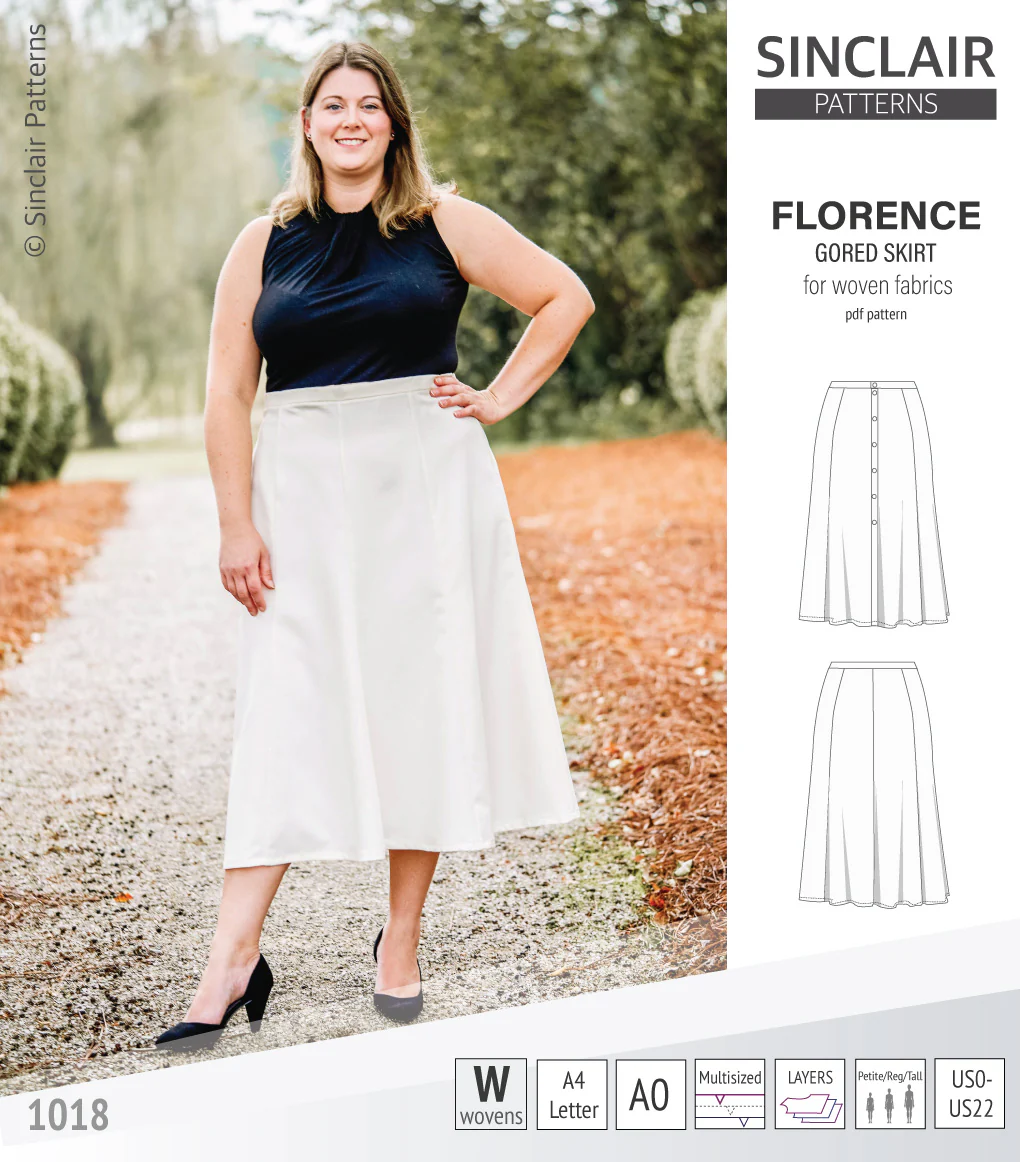 Florence woven gored skirt with buttons/zipper (PDF) - Image 27