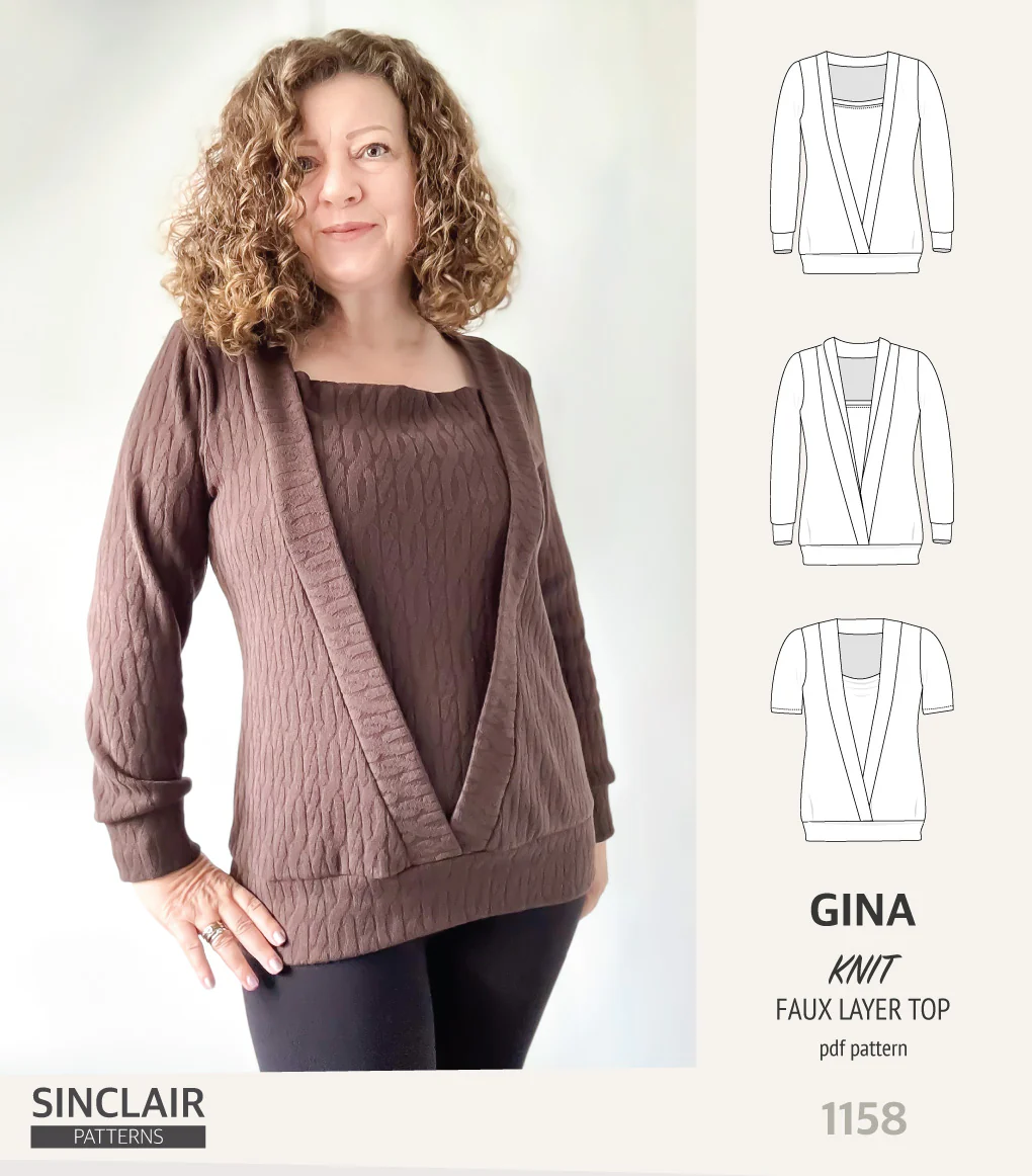Gina crossover faux underlay knit top (PDF) - Image 25