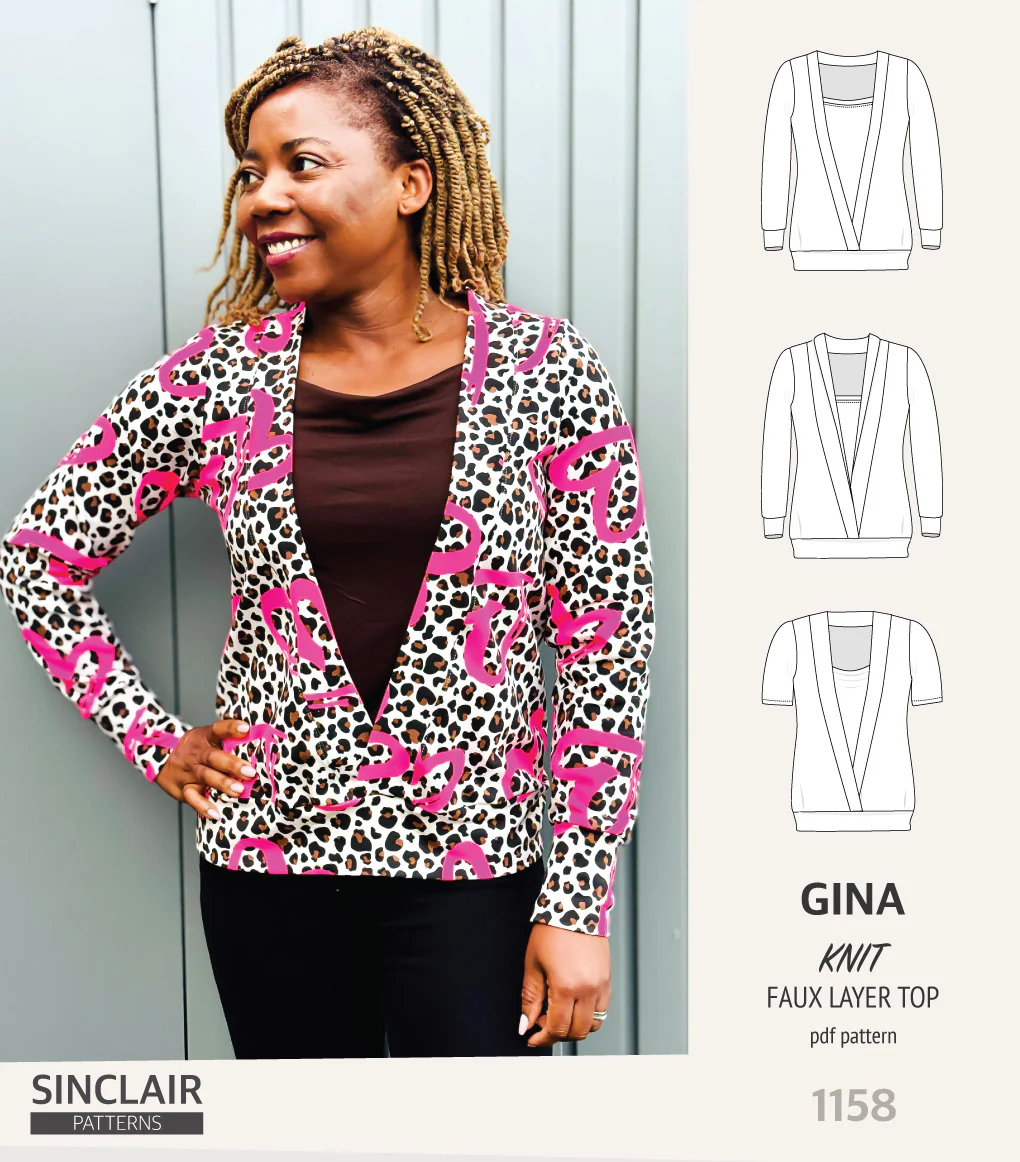 Gina crossover faux underlay knit top (PDF) - Image 3
