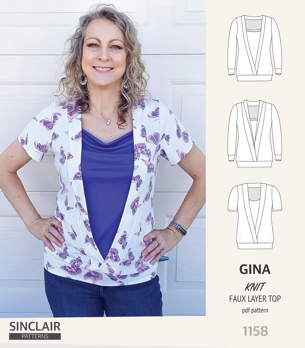 Gina crossover faux underlay knit top (PDF) - Image 30