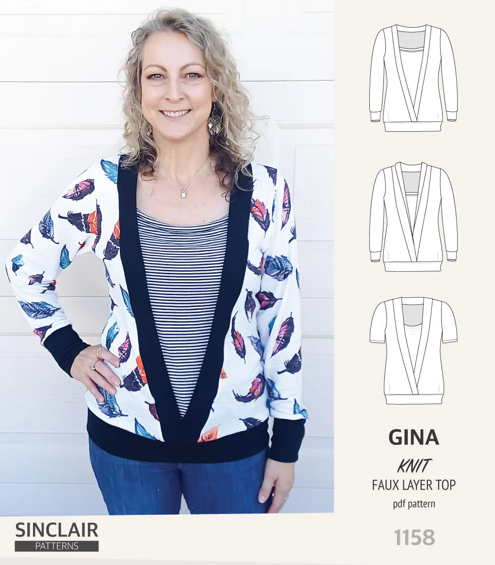 Gina crossover faux underlay knit top (PDF) - Image 32