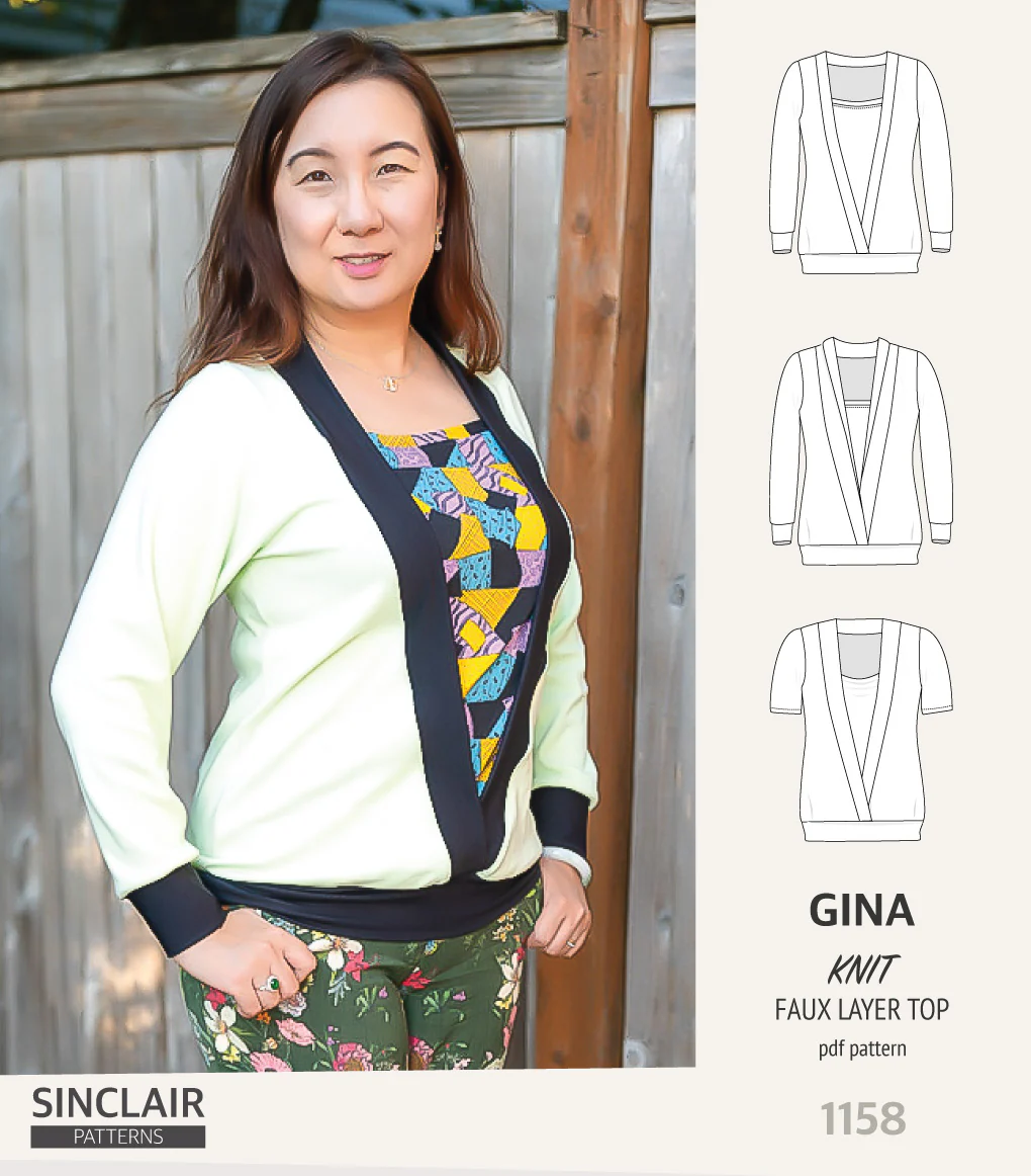 Gina crossover faux underlay knit top (PDF) - Image 37