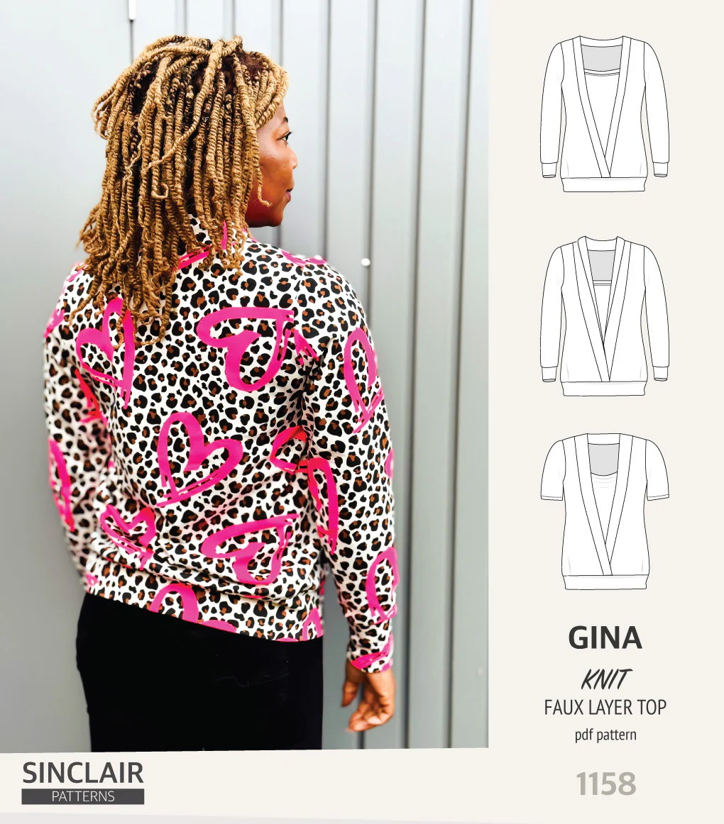 Gina crossover faux underlay knit top (PDF) - Image 4