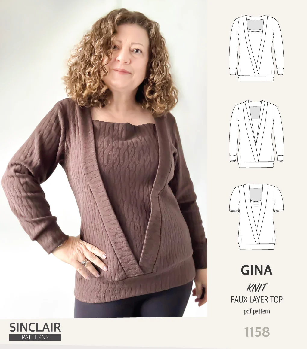 Gina crossover faux underlay knit top (PDF) - Image 5