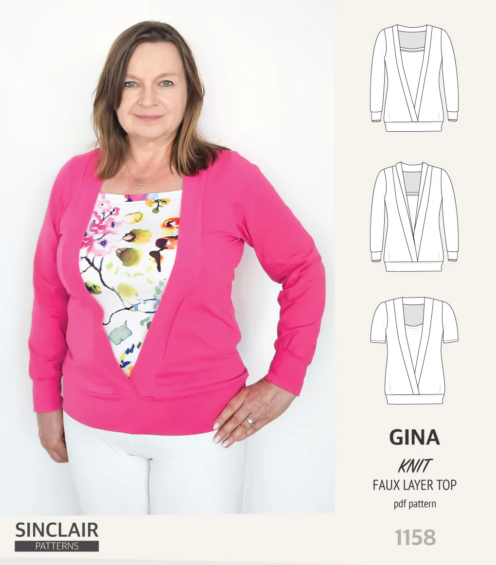 Gina crossover faux underlay knit top (PDF) - Image 6