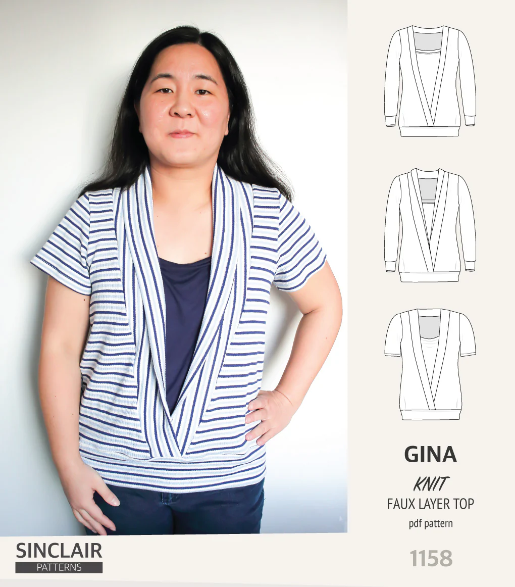 Gina crossover faux underlay knit top (PDF) - Image 7