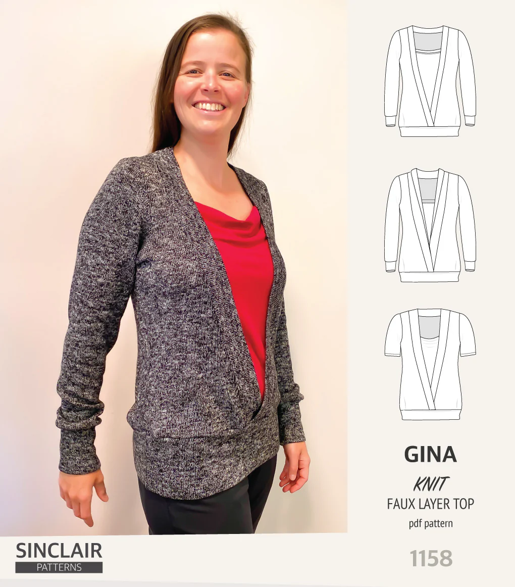 Gina crossover faux underlay knit top (PDF) - Image 9