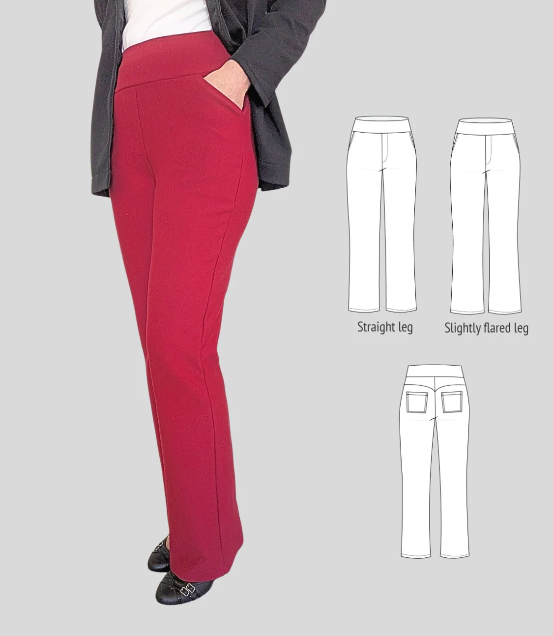 Helen stretch pants with a yoke and contoured waistband (PDF) - Image 4
