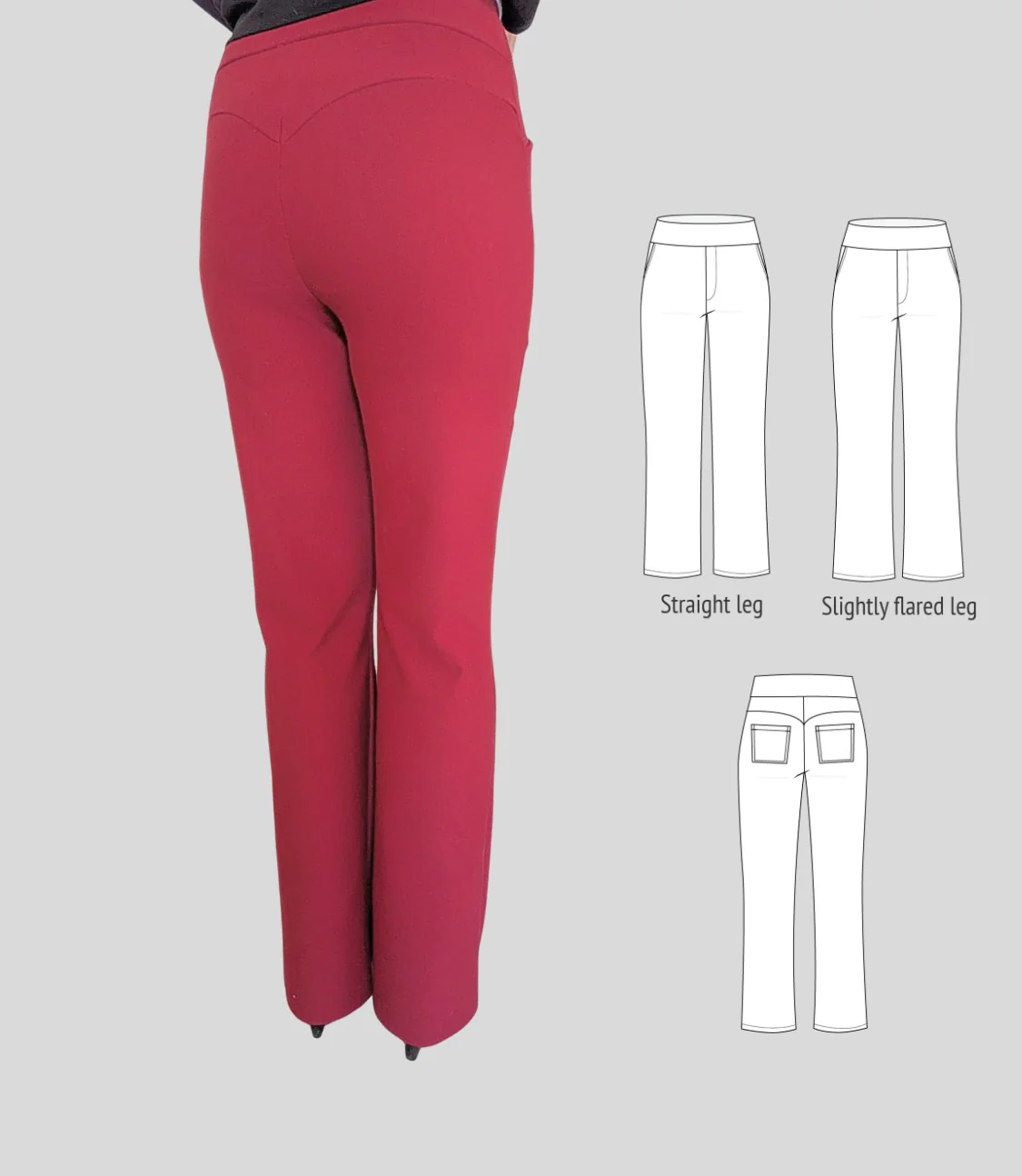 Helen stretch pants with a yoke and contoured waistband (PDF) - Image 5