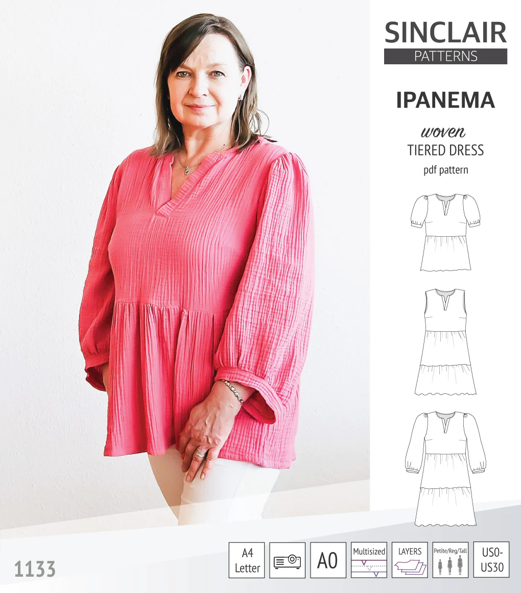 Ipanema tiered woven top and dress with a placket (PDF) - Image 11