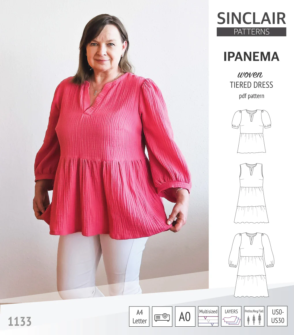 Ipanema tiered woven top and dress with a placket (PDF) - Image 12