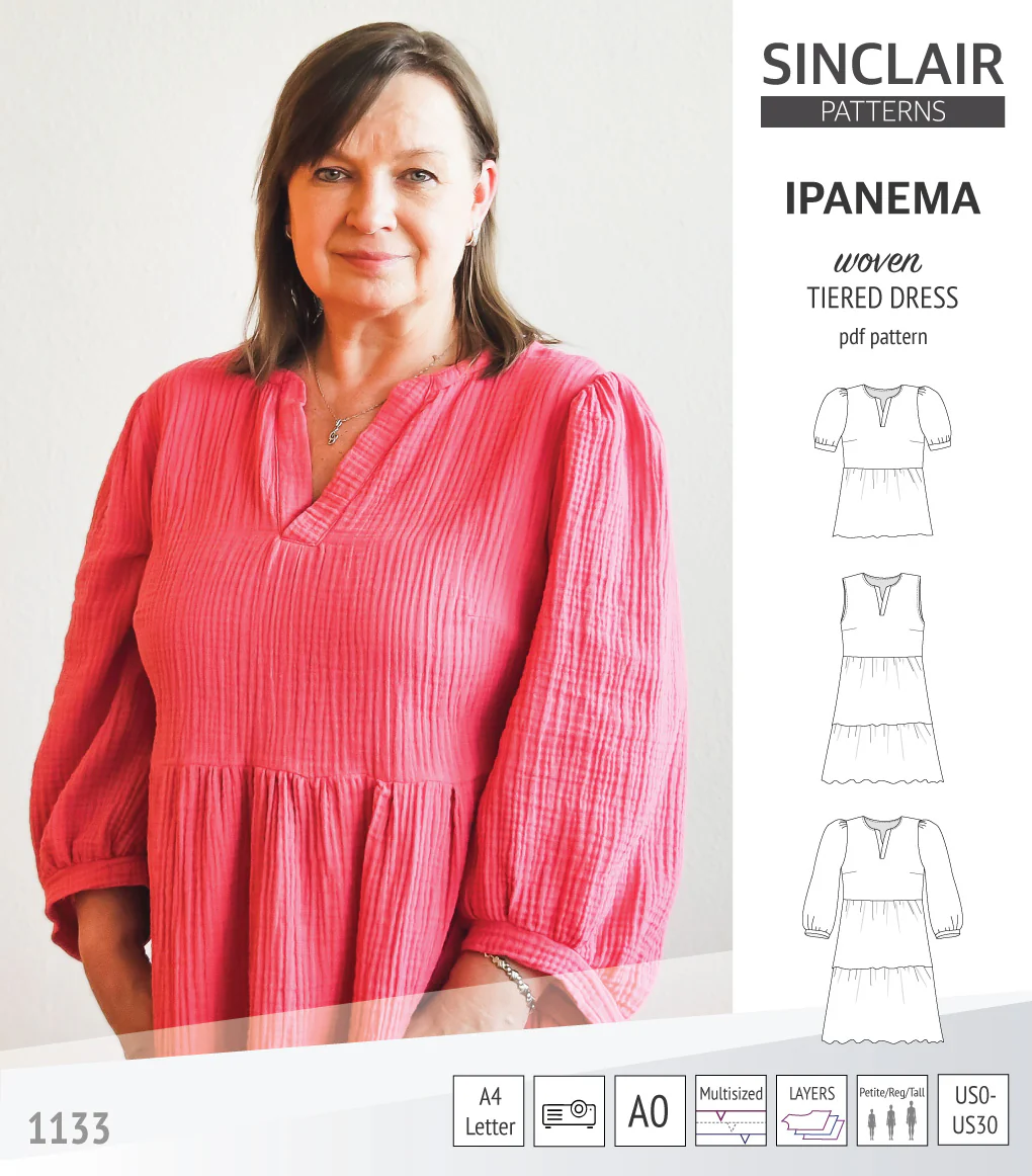 Ipanema tiered woven top and dress with a placket (PDF) - Image 13