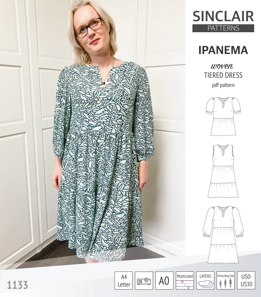 Ipanema tiered woven top and dress with a placket (PDF) - Image 17