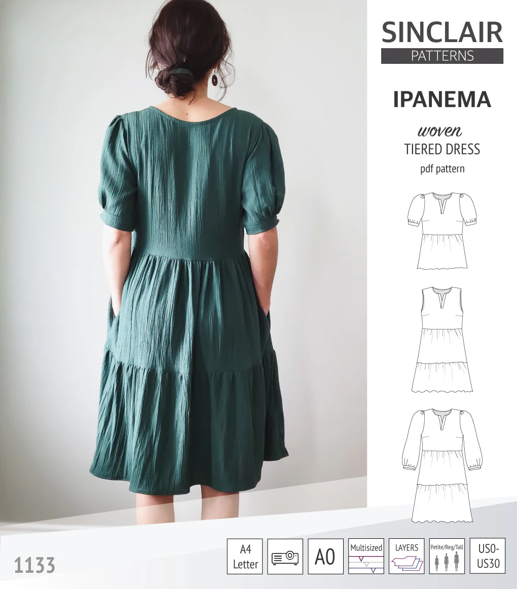 Ipanema tiered woven top and dress with a placket (PDF) - Image 2