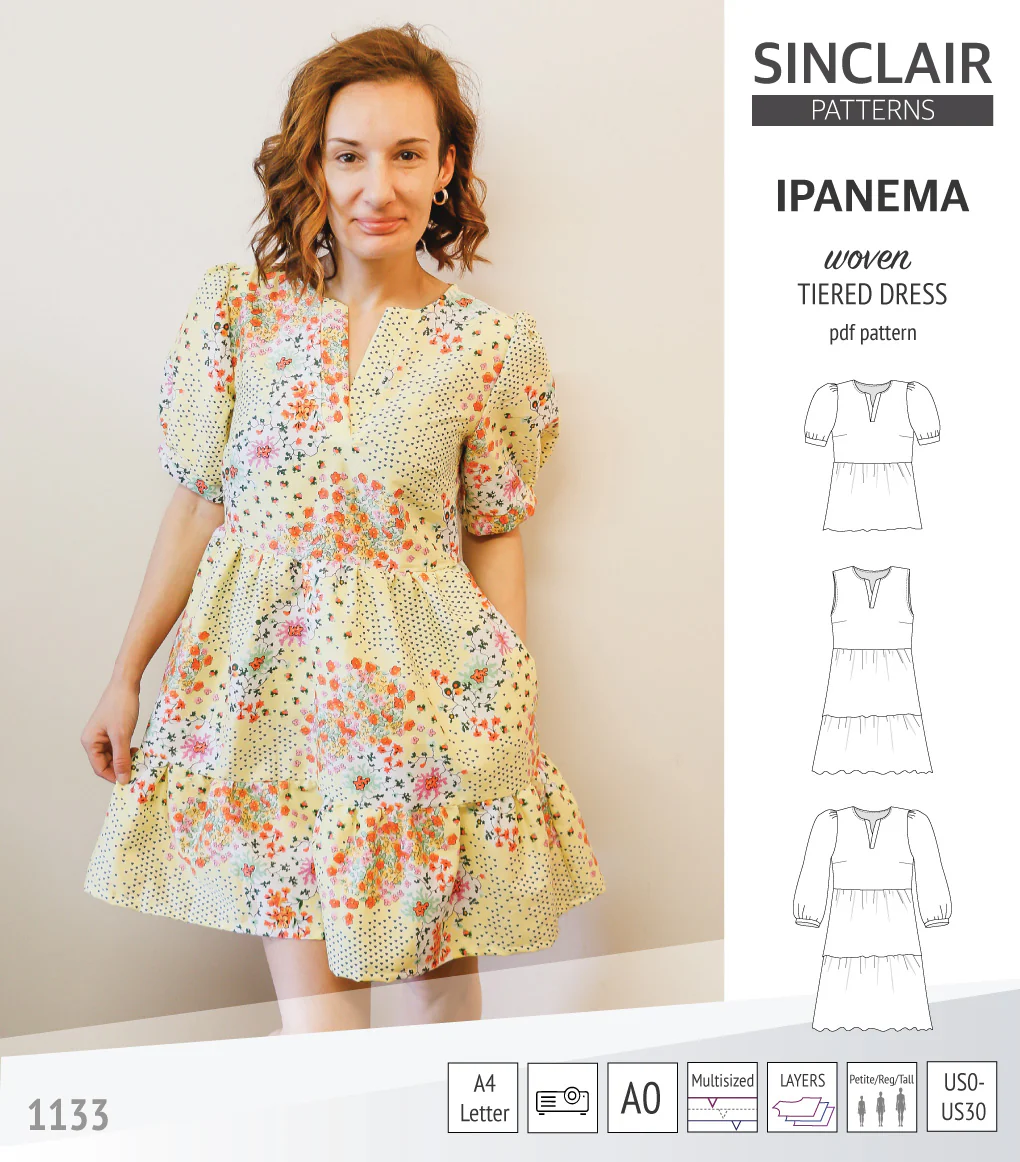 Ipanema tiered woven top and dress with a placket (PDF) - Image 31