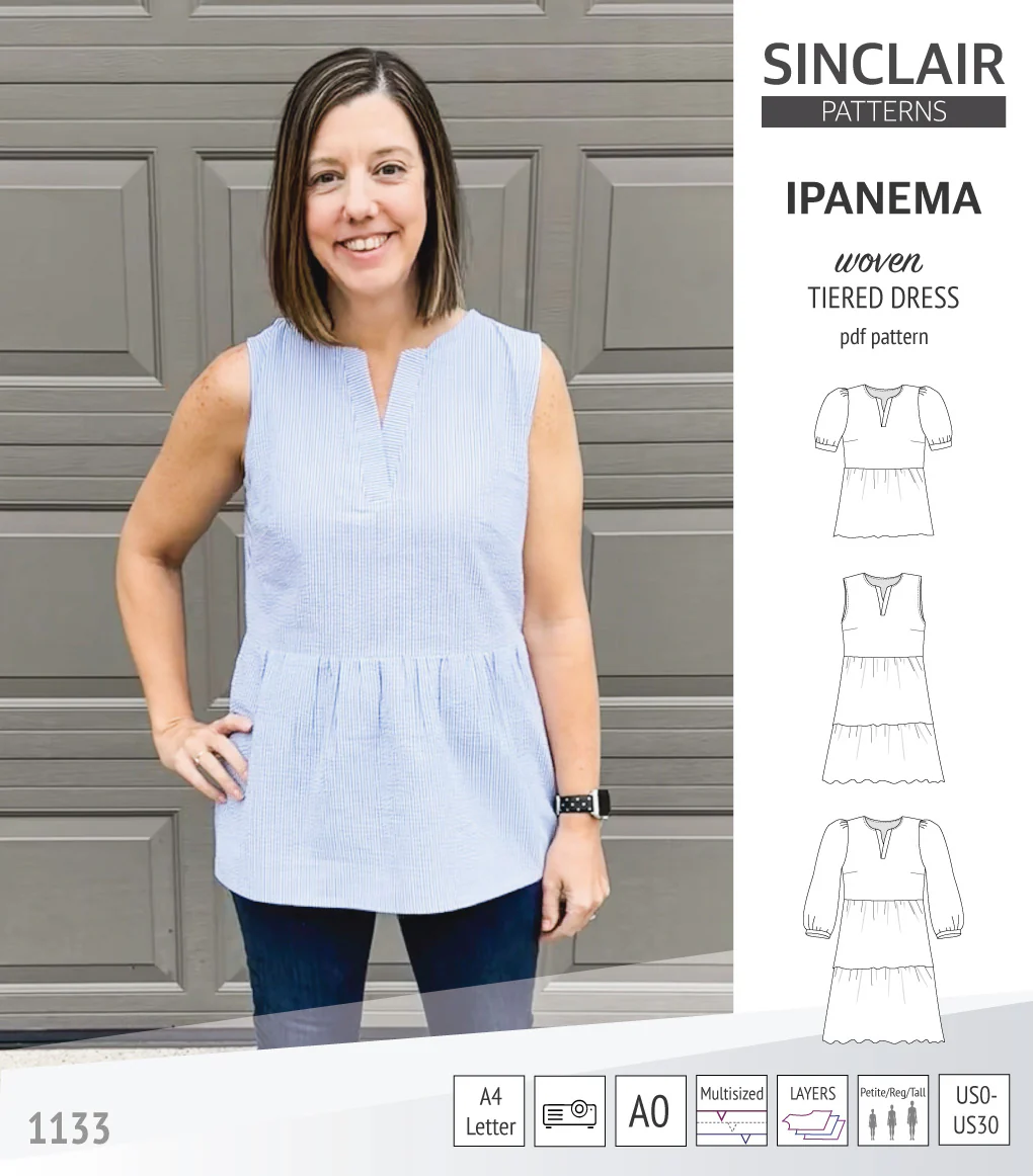 Ipanema tiered woven top and dress with a placket (PDF) - Image 44