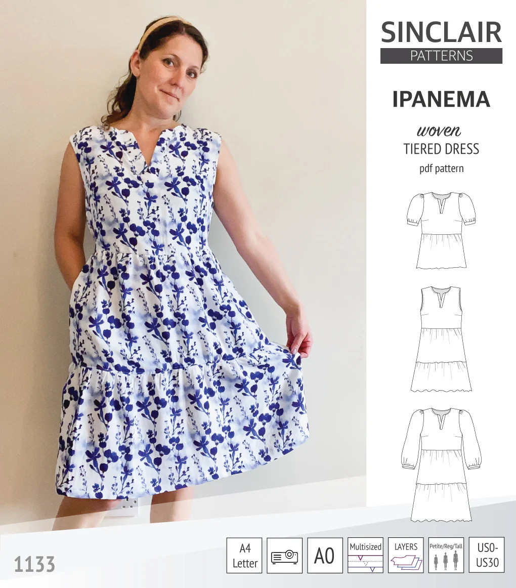 Ipanema tiered woven top and dress with a placket (PDF) - Image 47