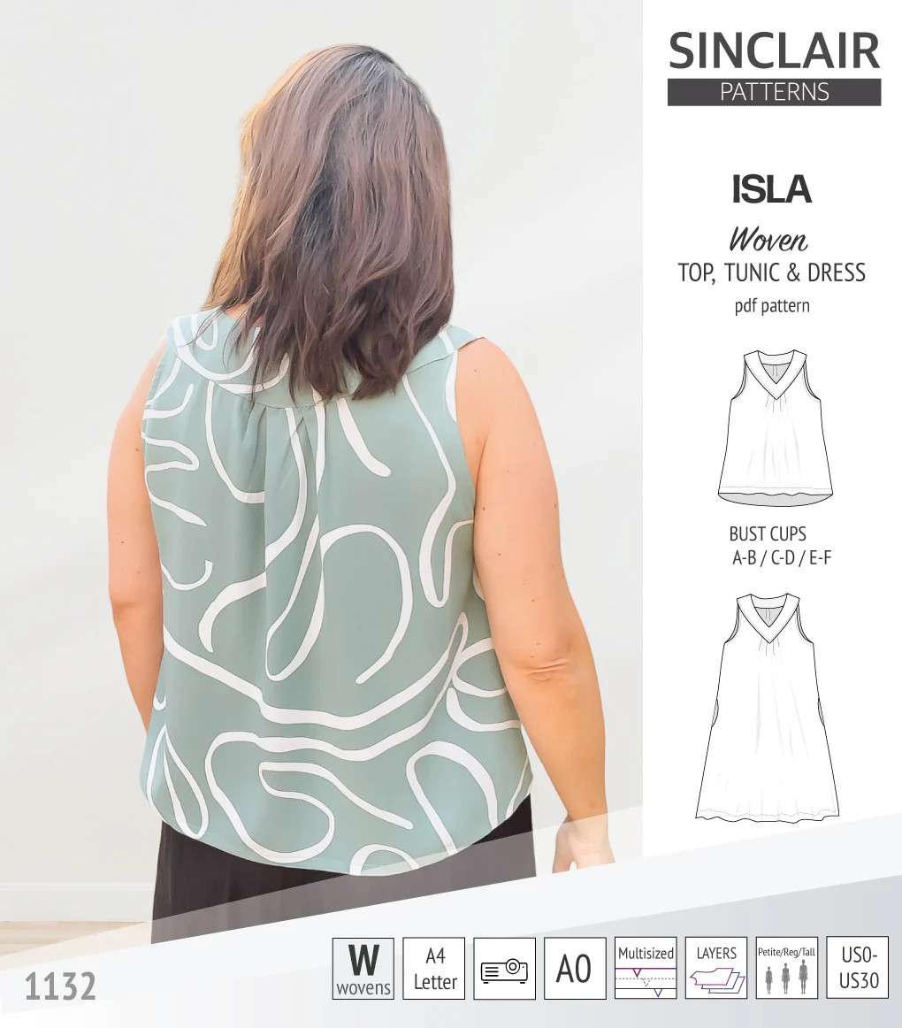 Isla V-neck sleeveless top, tunic and dress for woven and knit fabrics (PDF) - Image 10