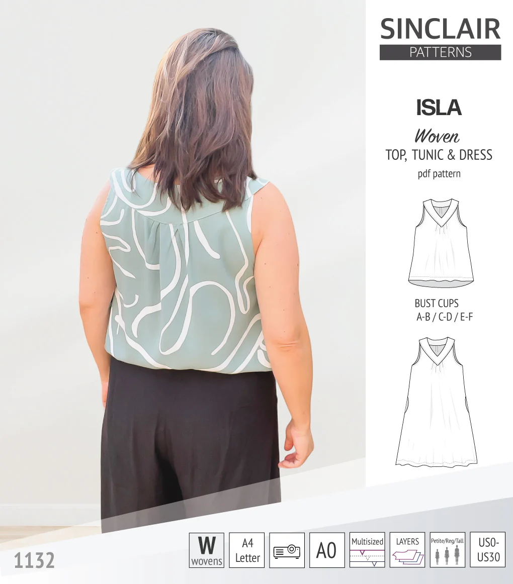 Isla V-neck sleeveless top, tunic and dress for woven and knit fabrics (PDF) - Image 11