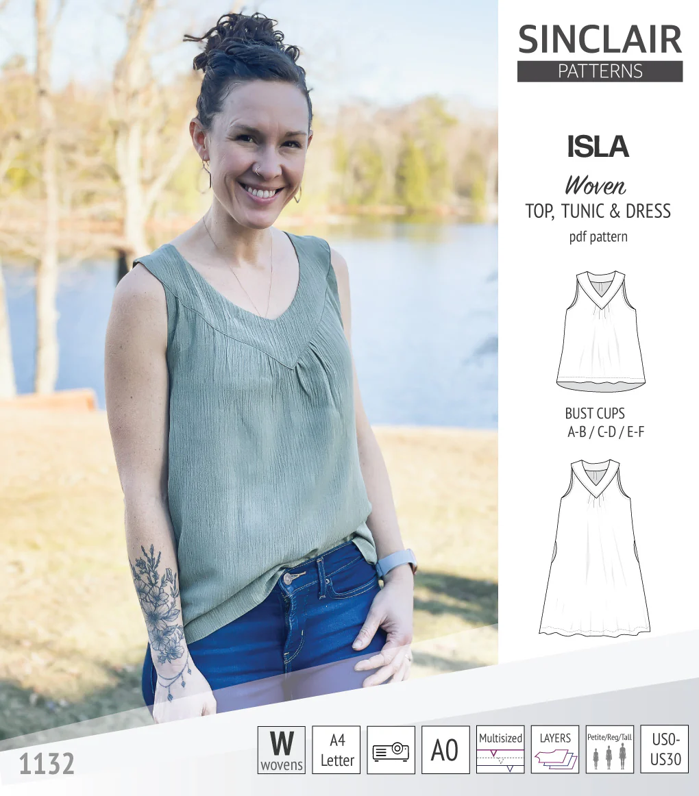 Isla V-neck sleeveless top, tunic and dress for woven and knit fabrics (PDF) - Image 12