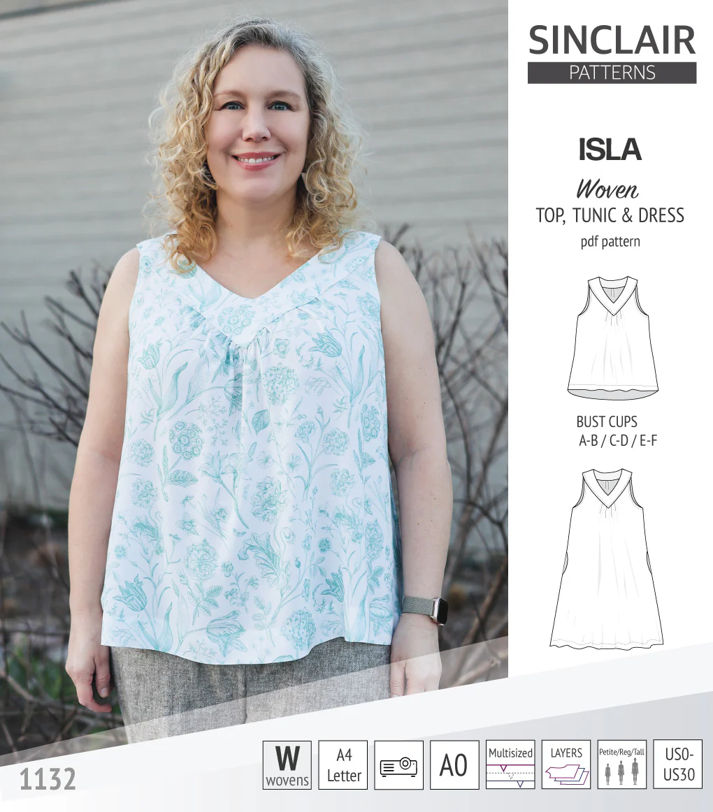 Isla V-neck sleeveless top, tunic and dress for woven and knit fabrics (PDF) - Image 13