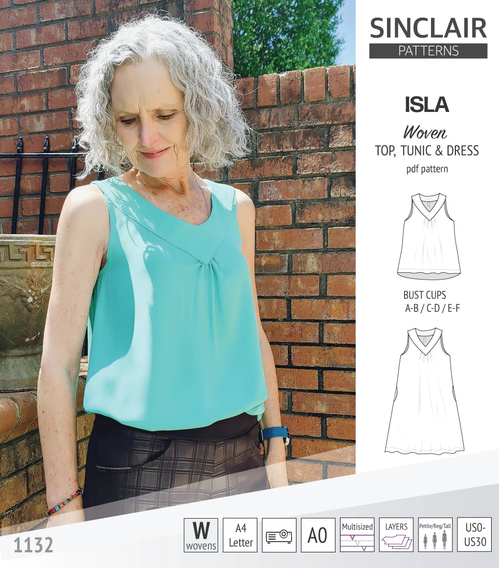 Isla V-neck sleeveless top, tunic and dress for woven and knit fabrics (PDF) - Image 15