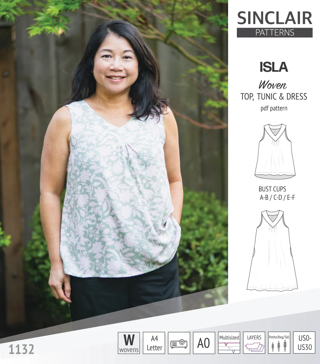 Isla V-neck sleeveless top, tunic and dress for woven and knit fabrics (PDF) - Image 16