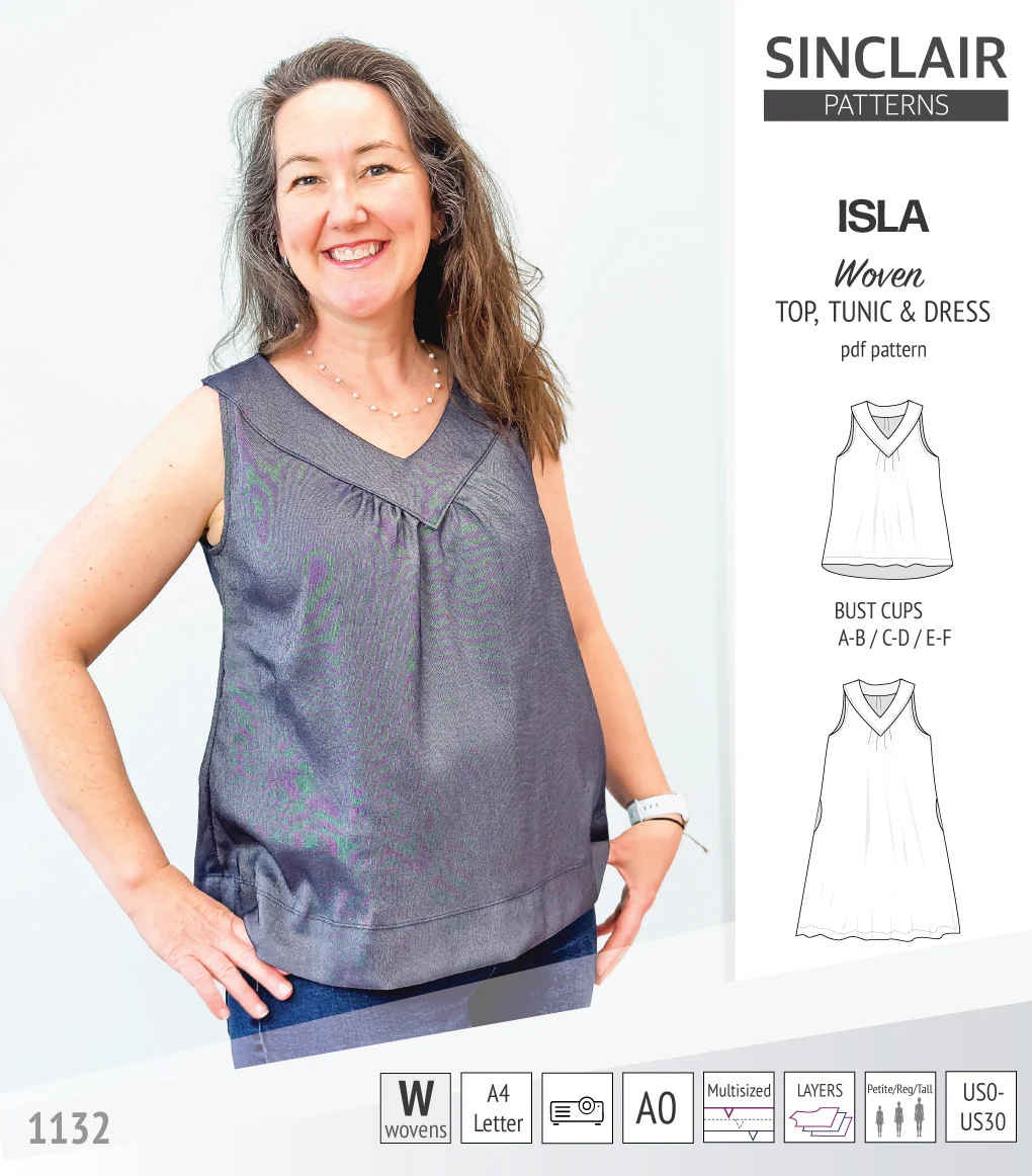 Isla V-neck sleeveless top, tunic and dress for woven and knit fabrics (PDF) - Image 17