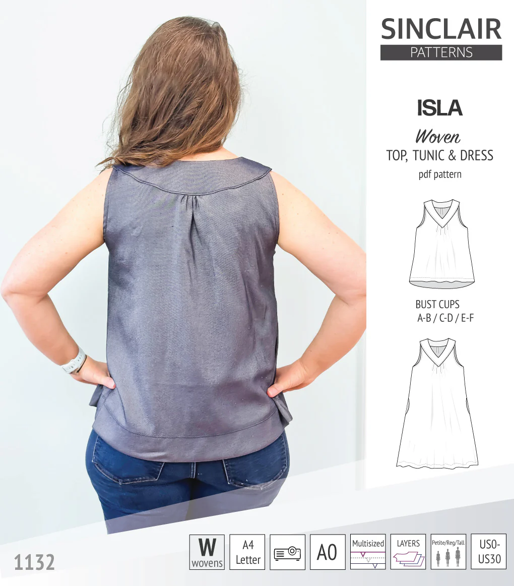 Isla V-neck sleeveless top, tunic and dress for woven and knit fabrics (PDF) - Image 18
