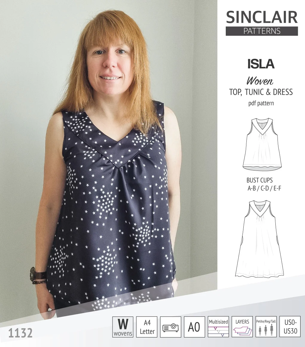 Isla V-neck sleeveless top, tunic and dress for woven and knit fabrics (PDF) - Image 19