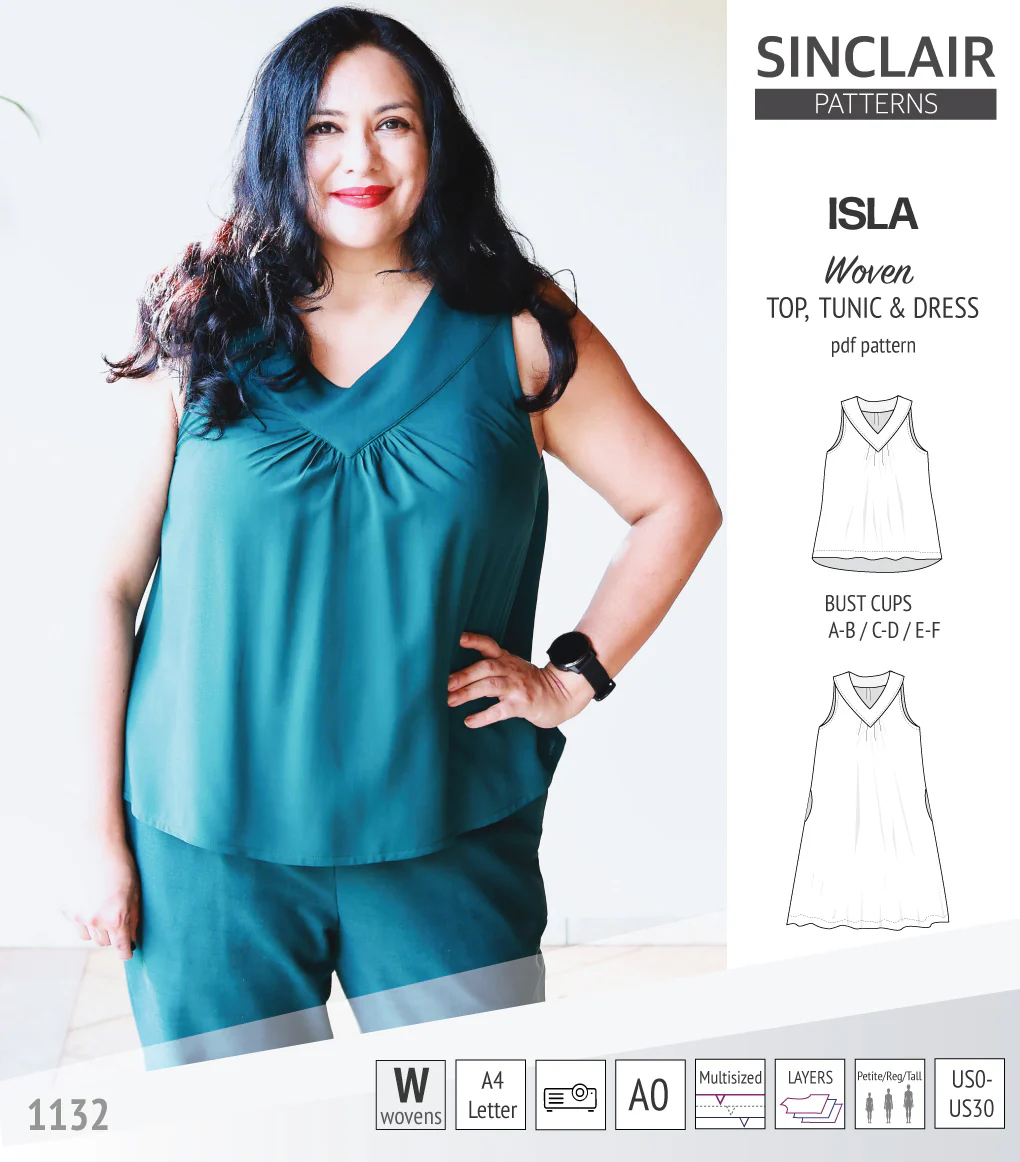 Isla V-neck sleeveless top, tunic and dress for woven and knit fabrics (PDF) - Image 21