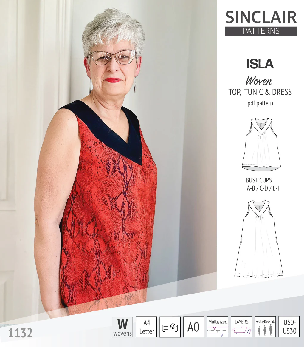 Isla V-neck sleeveless top, tunic and dress for woven and knit fabrics (PDF) - Image 23