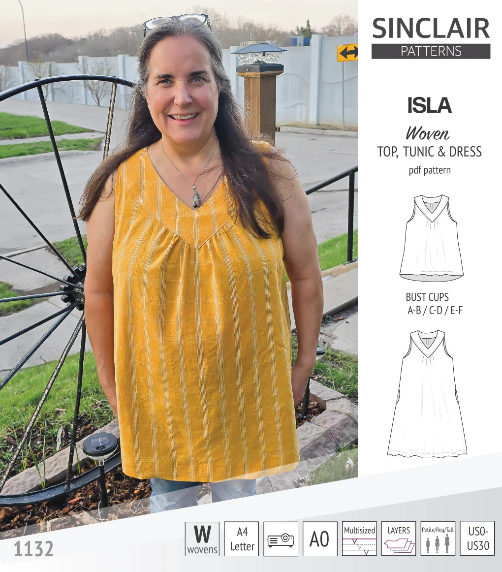 Isla V-neck sleeveless top, tunic and dress for woven and knit fabrics (PDF) - Image 26