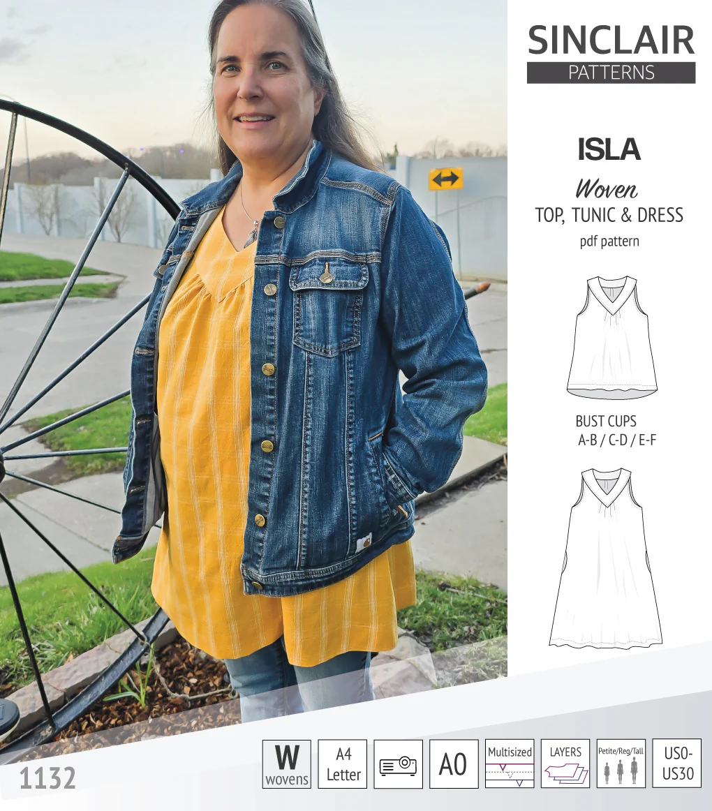 Isla V-neck sleeveless top, tunic and dress for woven and knit fabrics (PDF) - Image 27