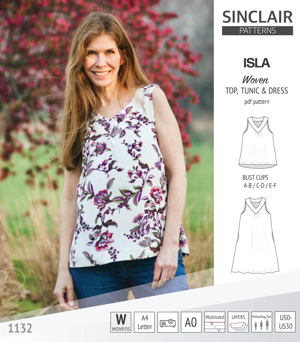 Isla V-neck sleeveless top, tunic and dress for woven and knit fabrics (PDF) - Image 31