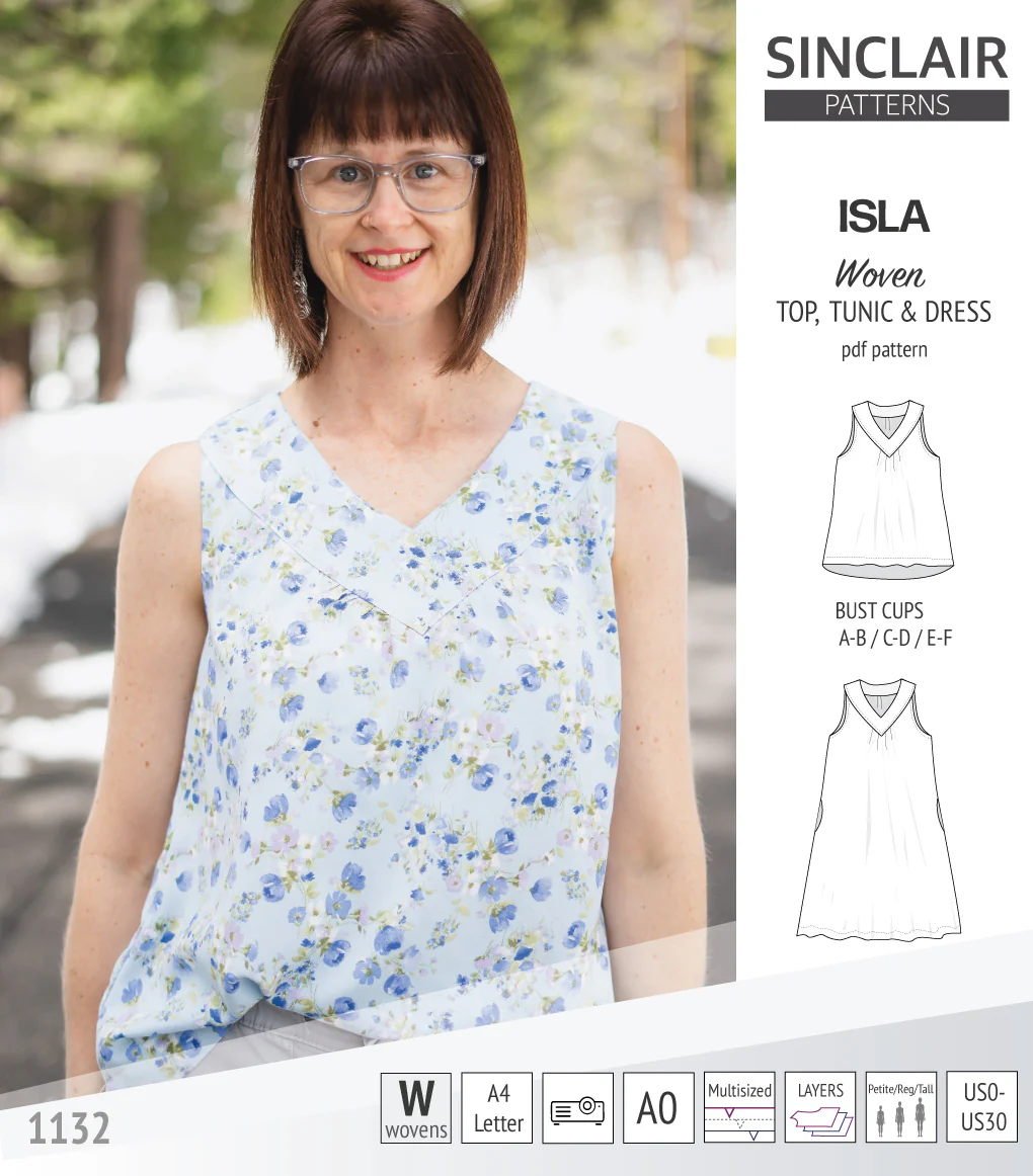 Isla V-neck sleeveless top, tunic and dress for woven and knit fabrics (PDF) - Image 33