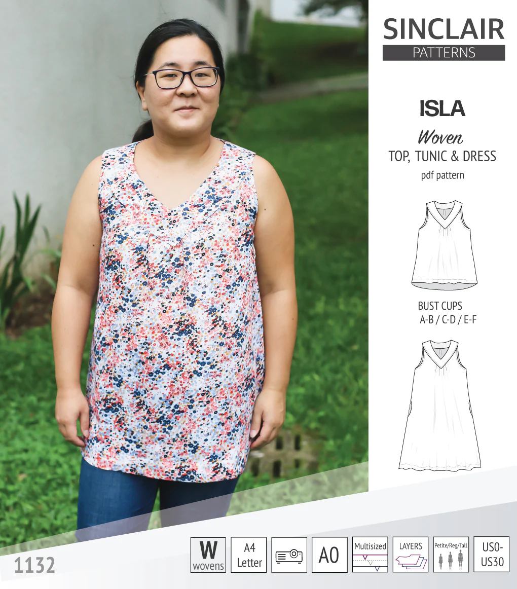 Isla V-neck sleeveless top, tunic and dress for woven and knit fabrics (PDF) - Image 34