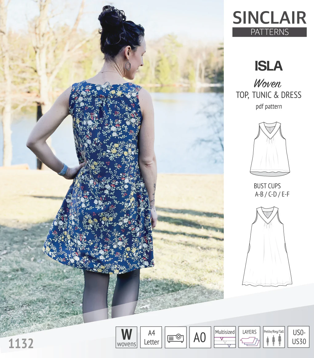 Isla V-neck sleeveless top, tunic and dress for woven and knit fabrics (PDF) - Image 38