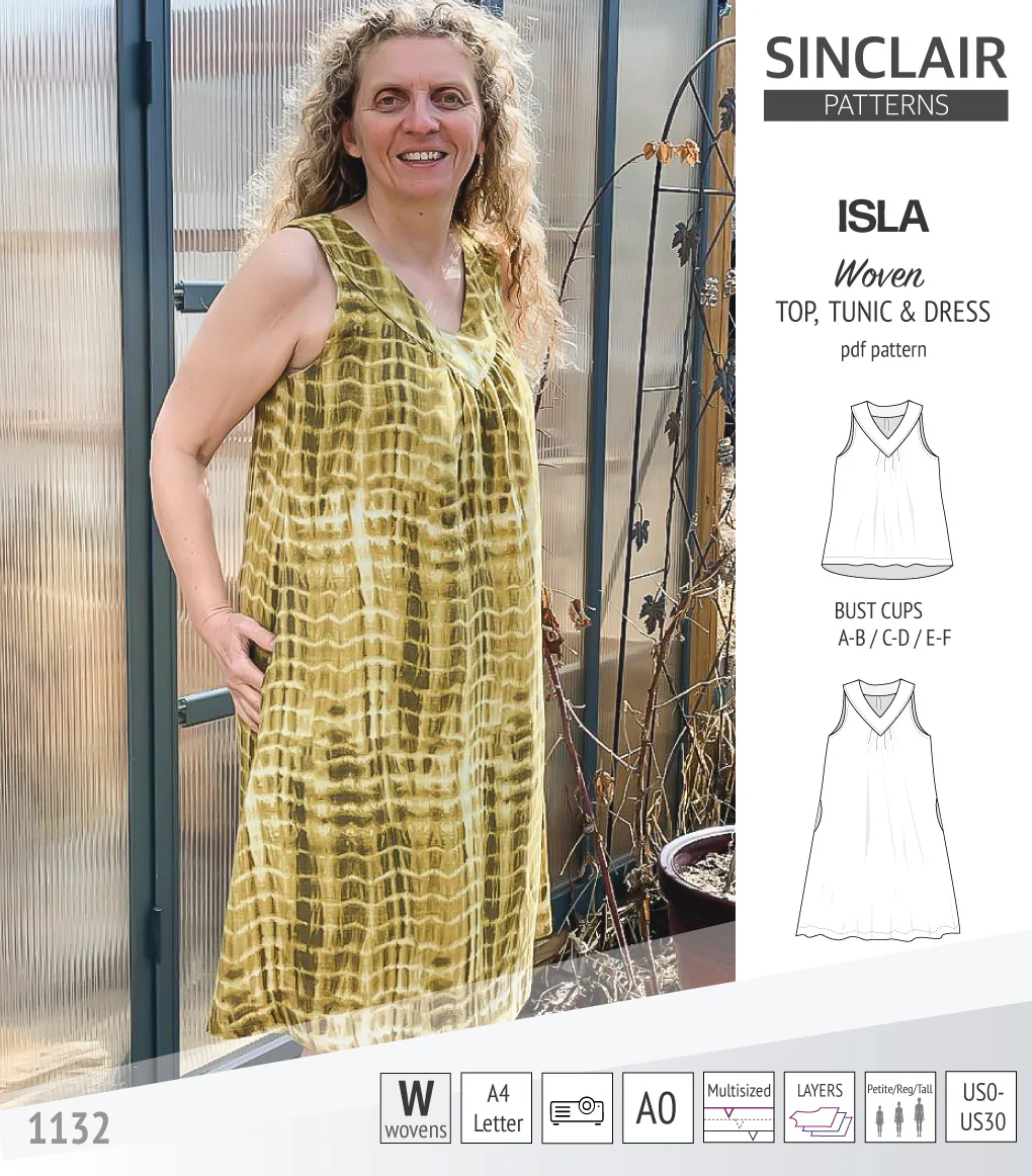 Isla V-neck sleeveless top, tunic and dress for woven and knit fabrics (PDF) - Image 39