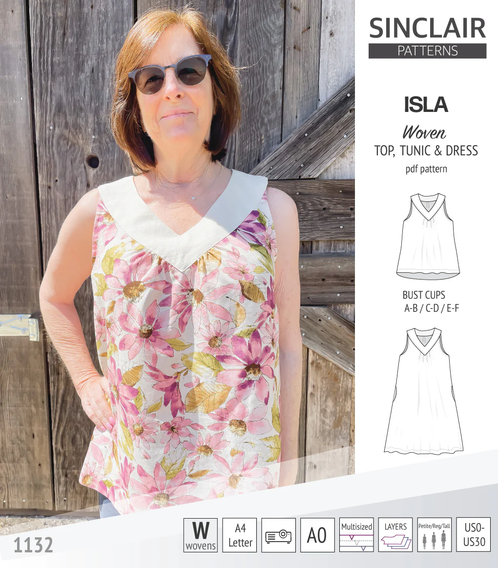 Isla V-neck sleeveless top, tunic and dress for woven and knit fabrics (PDF) - Image 41