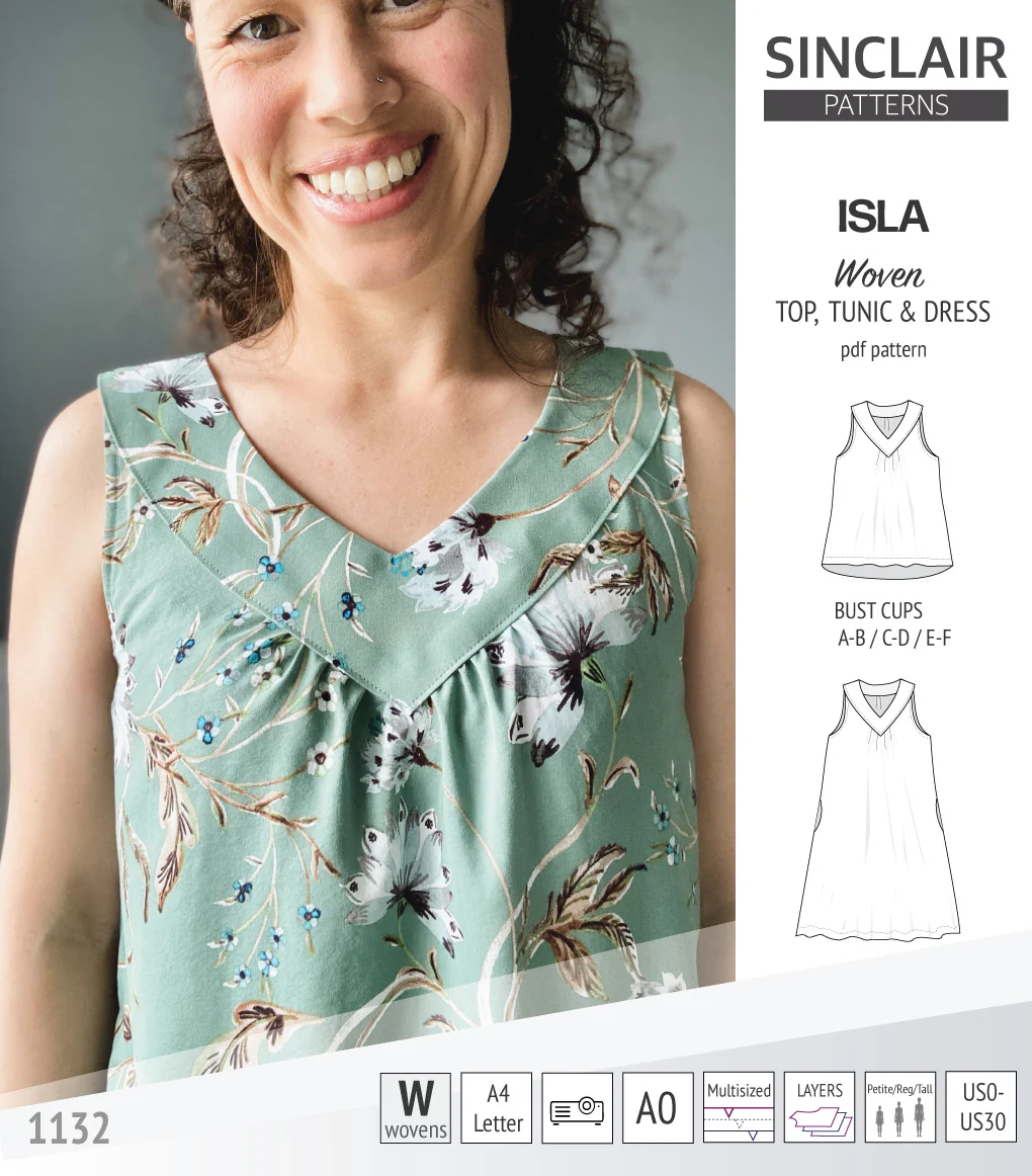 Isla V-neck sleeveless top, tunic and dress for woven and knit fabrics (PDF) - Image 6