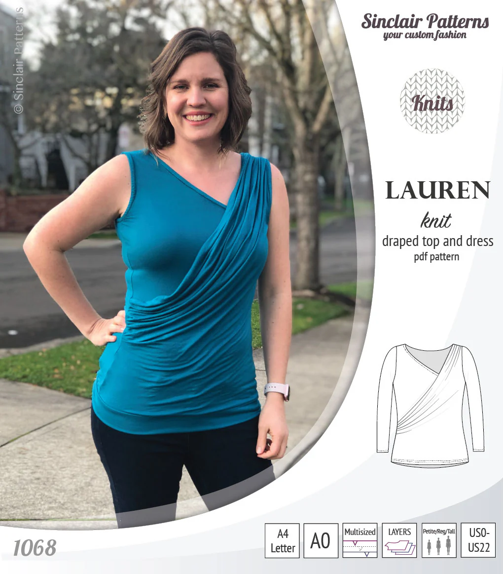 Lauren knit top and dress with front draped accent (PDF) - Image 11