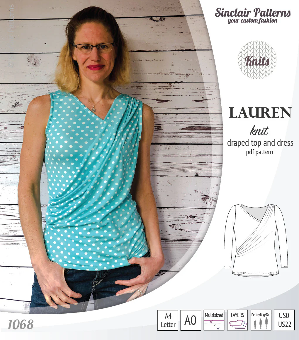 Lauren knit top and dress with front draped accent (PDF) - Image 12