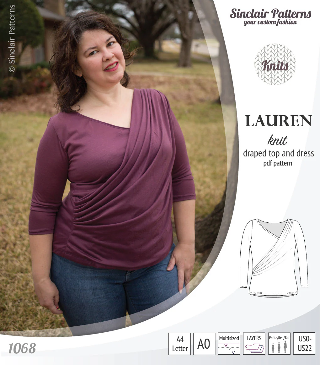 Lauren knit top and dress with front draped accent (PDF) - Image 13